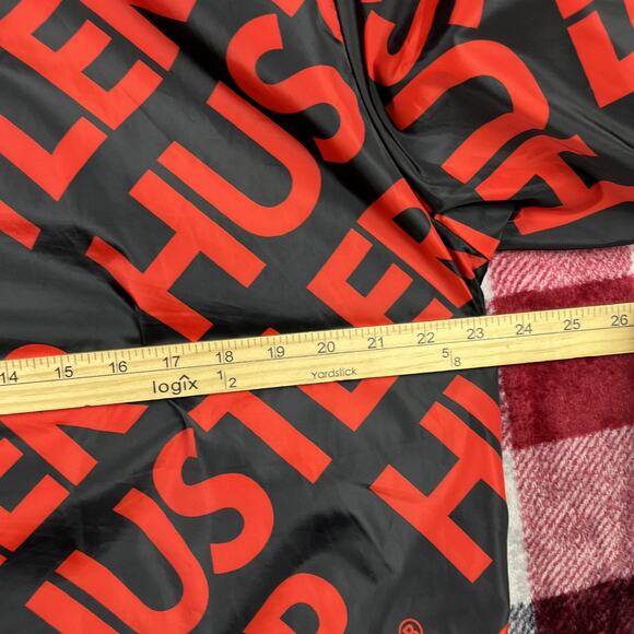 Hustler Jacket Mens L Half-Zip Anork Red Black Hooded Allover Print Reason Brand - Picture 6 of 9